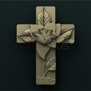 CROSS WITH FLOWERS 3D STL 3DWave